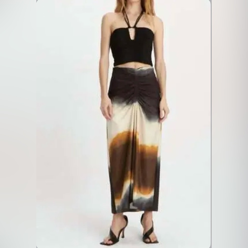 NWT Maria Cher Bernal Anna Midi Skirt Olive Ombré Size Small